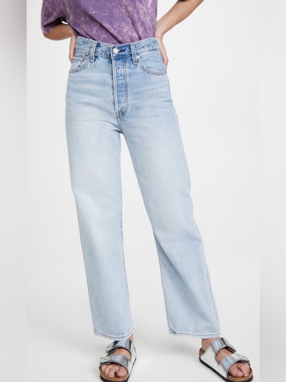 Levi’s Ribcage Straight High Waisted Button Fly Jeans  Light Wash Size 31 - Picture 3 of 14